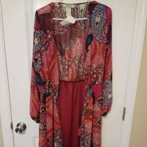 Women's Wall Street Fashion Floral Multi-colored Maxi Dress